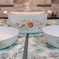 Vintage Corningware Wild Flower Lot 