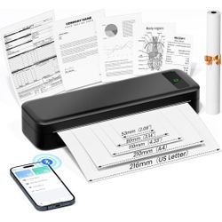 Portable Printers Wireless for Travel, A285M Small Inkless Thermal Printer, Bluetooth Mobile Printer 