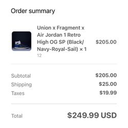 Union X Fragment X Air Jordan 1 Retro High og Sp Royal Blue 