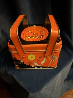 Vintage Halloween Tin Trinket Box
