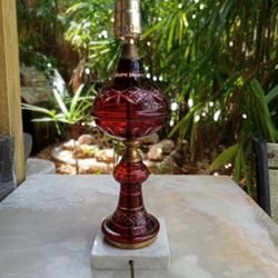 Bohemian Cranberry Cut To Clear Lamp And More