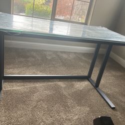 Glass Top Desk With Metal Frame