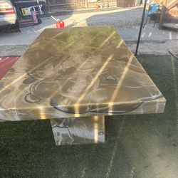 GREEN ONYX STONE TABLE H:28”x L:81”W:42”