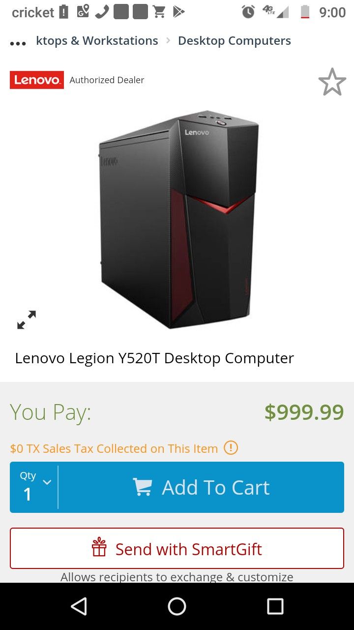 Gaming PC Lenovo computer tower