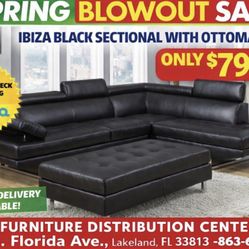Spring Blowout Sale. Ibiza Black Sectional With Ottoman Only $799. Easy Finance Option. Same-Day Delivery.