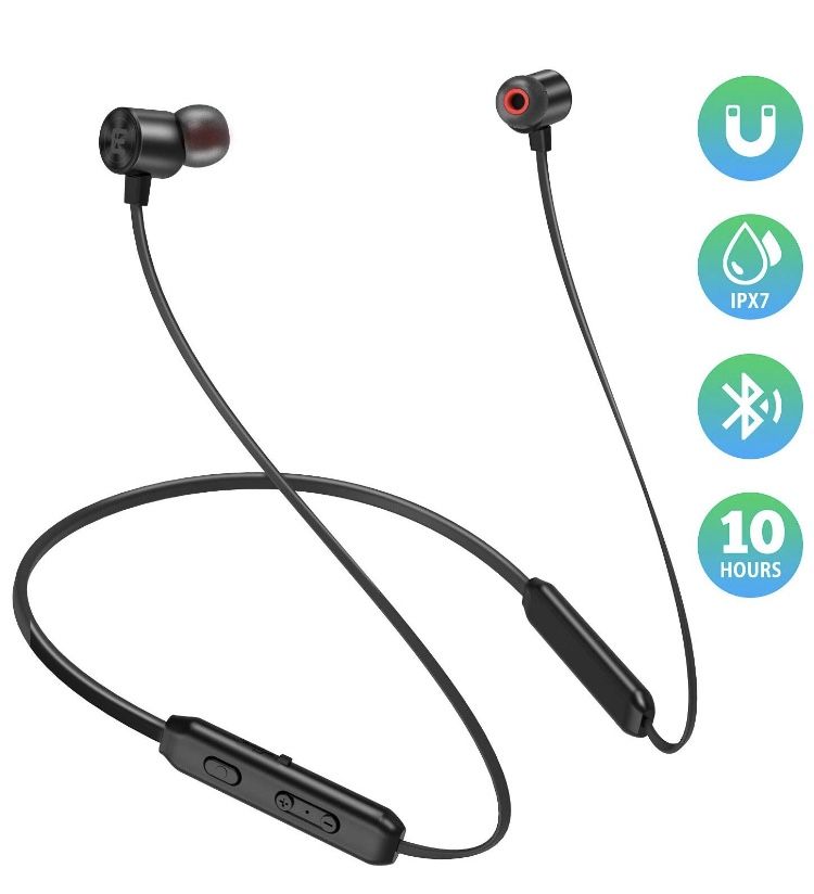 NEW! Bluetooth Headphones, Best Sports Wireless Bluetooth 5.0 Hi-Fi Stereo Deep Bass Earbuds, IPX7 Waterproof & 10 Hrs Playing Time Headsets, CVC 8.0 