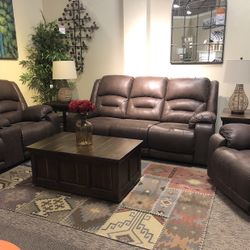 Stoneland Chocolate Power Reclining Living Room Set ;Sofa and Loveseat