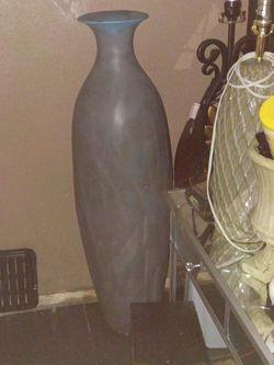 Tall Dark Gray Floor Vase