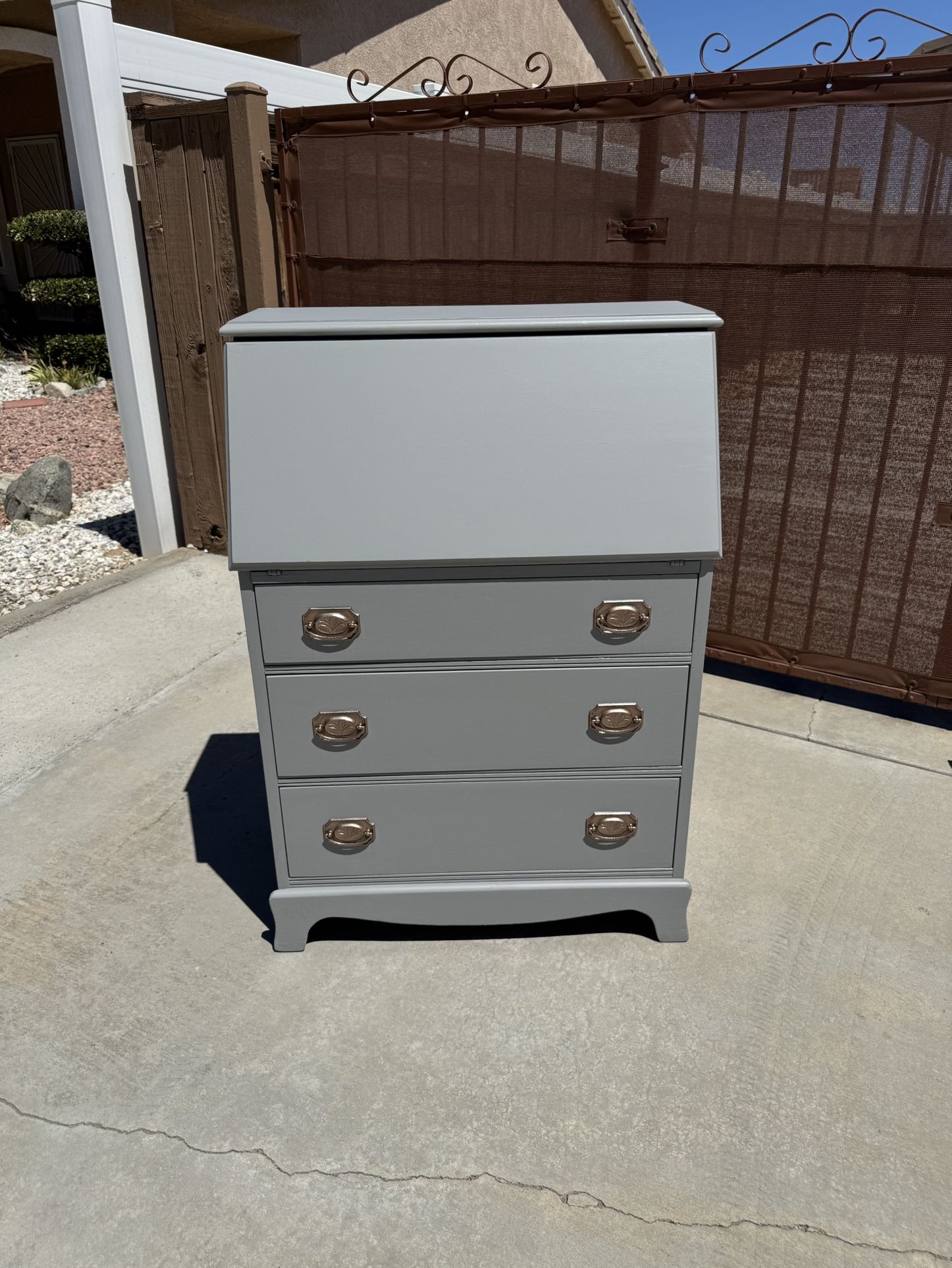 Grey Solid Wood Secretary Desk Dresser PRICE FIRM $200