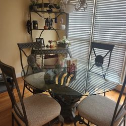 Table, Chairs And Bakers Rack