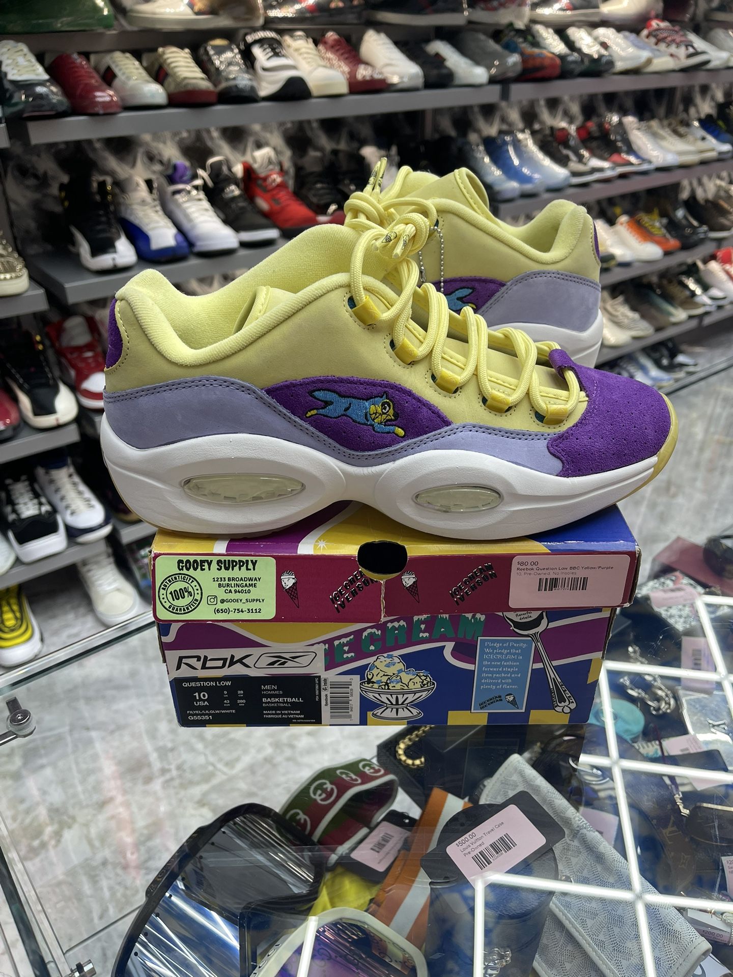 Reebok Question Low BBC Yellow/Purple - Size 10