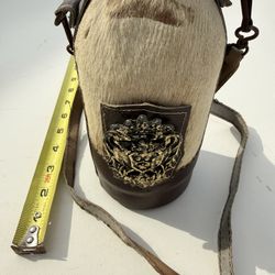 Cowhide Encased Glass Bottle