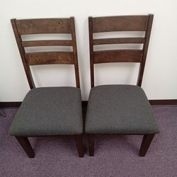 2 Upholstered And Wooden Dining Chairs 
