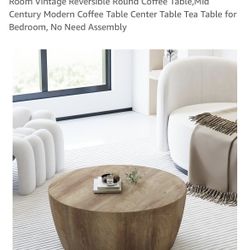 Round Coffee Table 30” Wooden Mid Century Modern