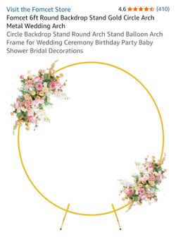 Fomcet 6ft Gold Round Metal Backdrop Arch Stand
