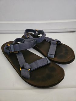 Teva Men's 11 Hiking Sandals Strap Blue Leather Gold Brown