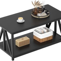 Small Folding Desk 39.4 Inch, Foldable Computer Desks with LED Lights and Monitor Stand, Coffee Table for Living Room, 2 Tier