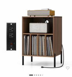 Record Player stand with charging starion