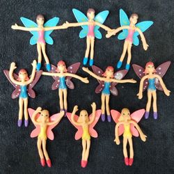 Bendable fairy figure toys, rubber, lot of 10