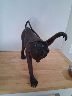 Vintage antique leather wrapped monkey sculpture art