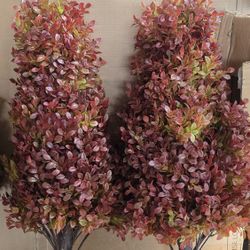 2 Pack 2.5 ft. Artificial Autumn Fall Decor Topiary Boxwood Tree Outdoor Faux Shrub (Pot Not Included)