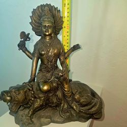 Bronze Exotic Hindu Goddess Statue 