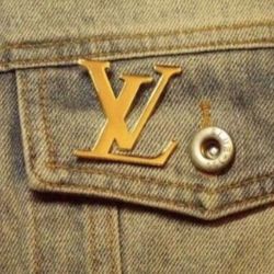 2x Gold YSL Pin Brooch 1.75”