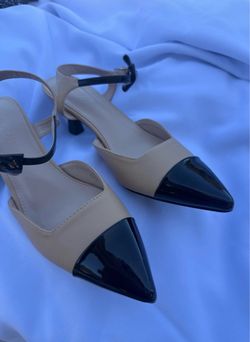 Two-Tone Cap Toe Slingback Heels