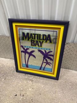 Vintage 1980s Matilda Bay wine cooler advertising mirror … 19” x 16” framed ready to hang … $30