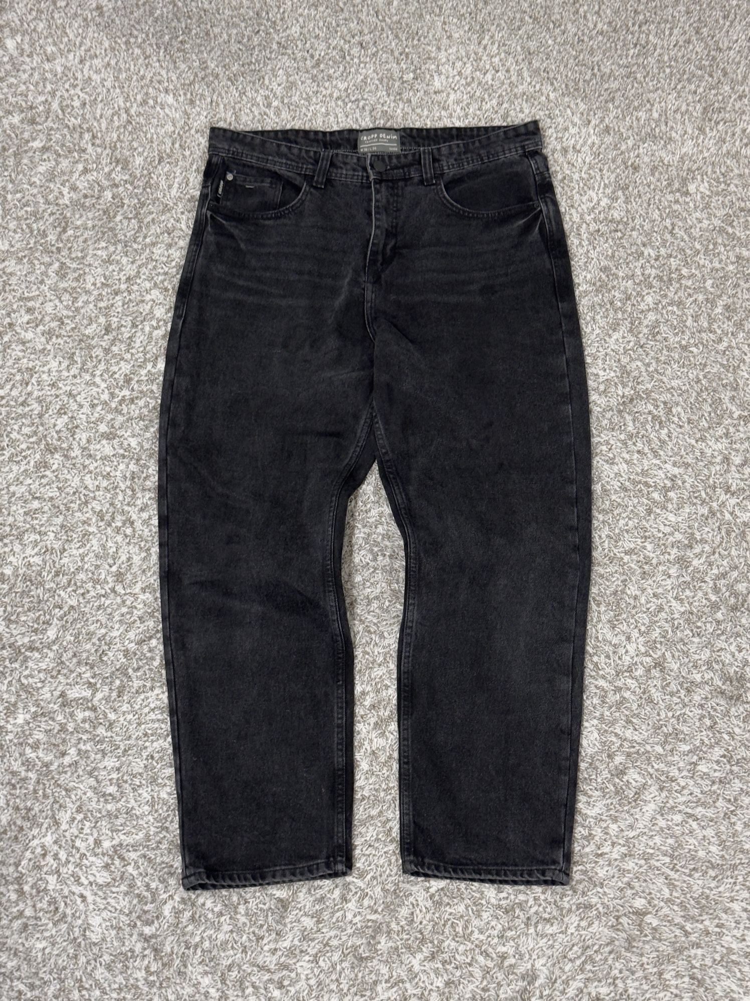 Black straight denim jeans