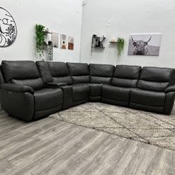 Leather Sectional Recliner Couch - Free Delivery