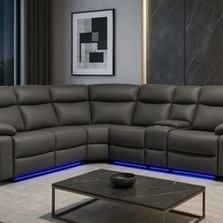 Grey Manual Reclining Sectional 