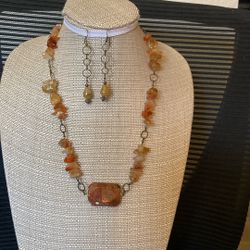 Jasper Necklace With Matching Earrings 