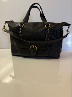 COACH Campbell Izzy Black Leather Satchel Handbag Business Tote