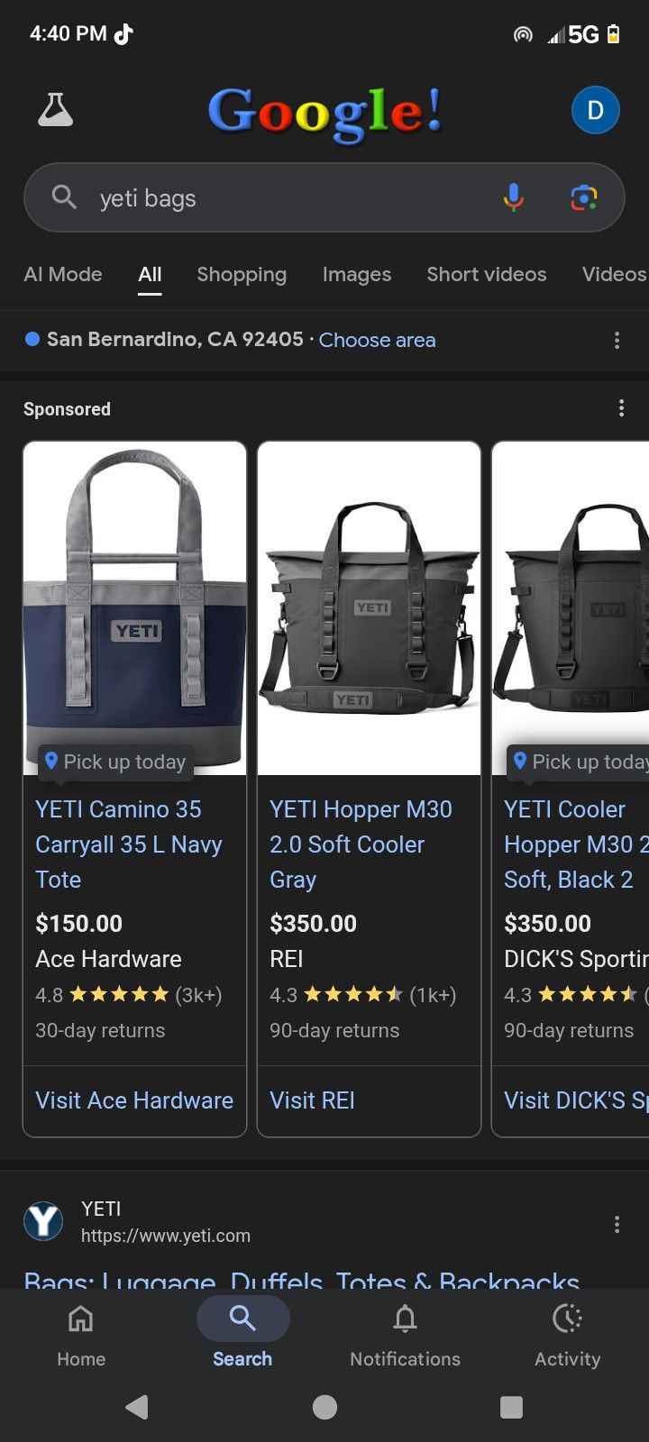 Yeti Cooler Bag