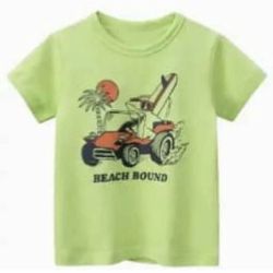 Boys Shark Driving Car Size 4-5 yrs old Green T Shirt 