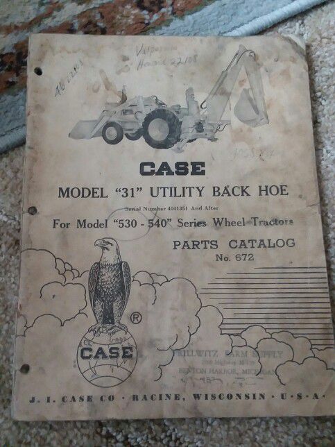 Case Manual31 Utility Backhoe Parts book