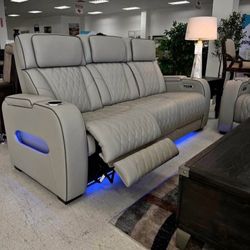 Boyington Gray Power Reclining Sofa