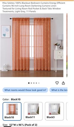 Miss Seletex 100% Blackout Bedroom Curtains Energy Efficient Curtains 96 Inch Long Room Darkening Curtains Linen