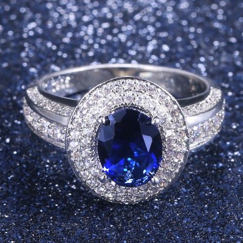 "Dainty Royal Blue Beautiful Zircon Rings for Women, VP1731