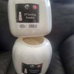 Dollar Tree White 24in Stackable Pumpkins. Still In Plastic .perfect For CHRISTMAS SNOWMAN