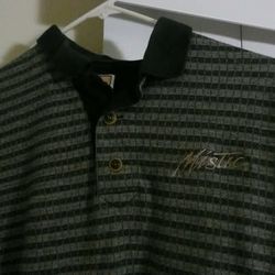 Mistic Juice Drink Beverage Men's Polo Shirt Size Medium Cutter & Buck EUC Mystic