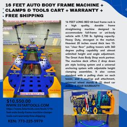 16 FEET AUTO BODY FRAME MACHINE + CLAMPS & TOOLS CART + WARRANTY + FREE SHIPPING