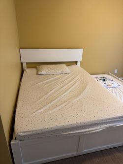 Full size bed frame with twin trundle