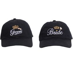 2 Piece Matching Baseball Caps Groom and Bride Hats for Couples His and Her Caps Set for Husband Wife Wedding