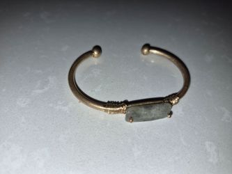 Gold-Tone Cuff Bracelet with Stone Center