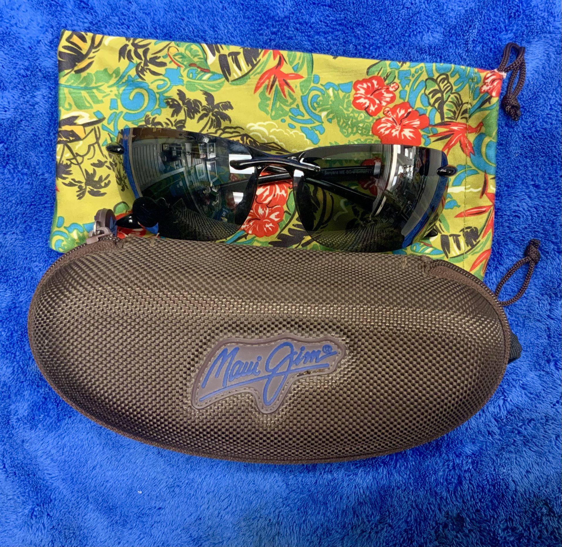 Maui Jim Bayans MJ-412-02 Mens Sunglasses Gloss Black Polarized Glasses Shades Frame Lens Lenses Rimless Sport Tint Brand Luxury Outdoors
