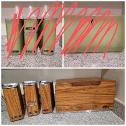5pc Vintage Kitchen Canisters Bread Box Set
