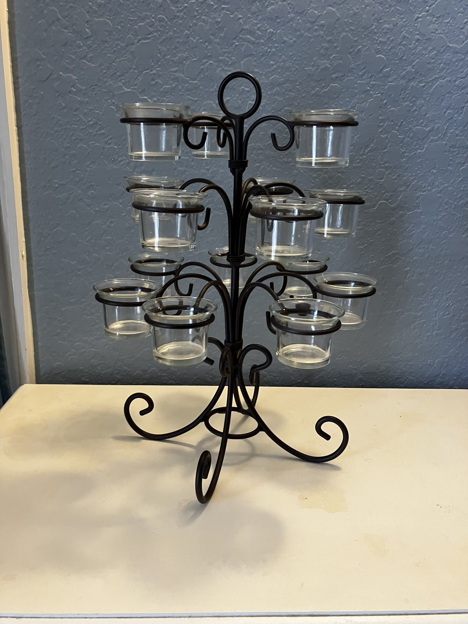 15 Glass Candle Holder Metal Stand