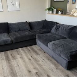 Modern  Charcoal Grey Sectional L Couch